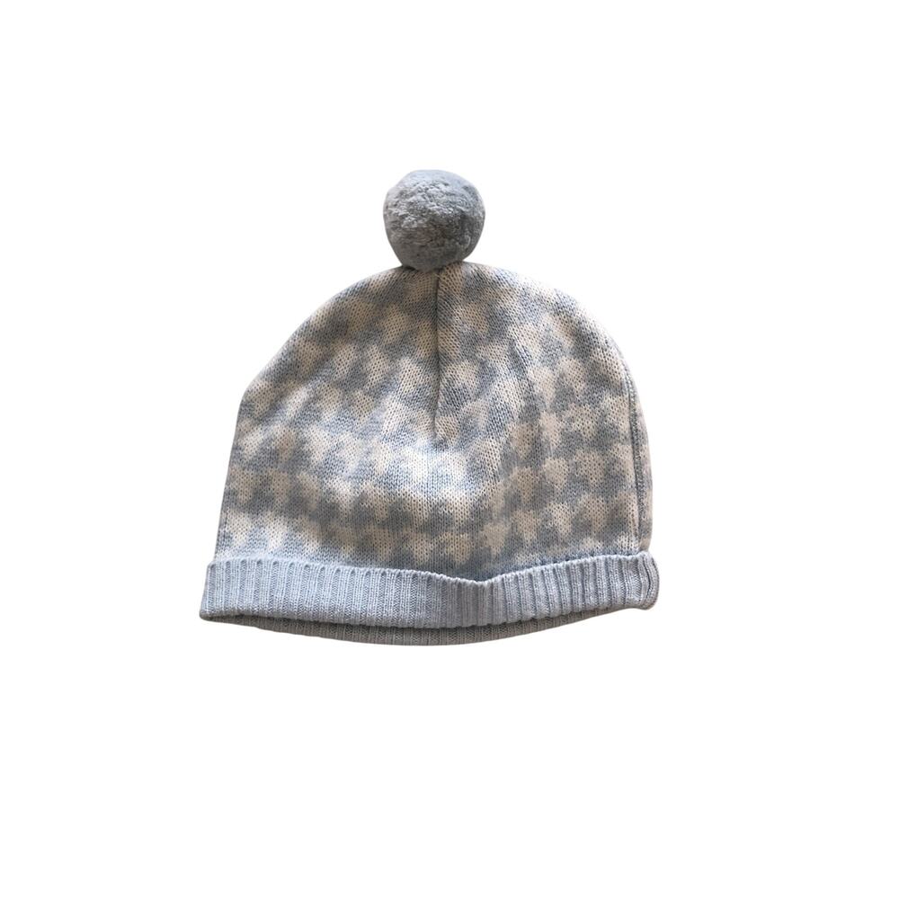Blue and White Houndstooth Baby Luxuries Pom Pom Beanie 0-6 Months